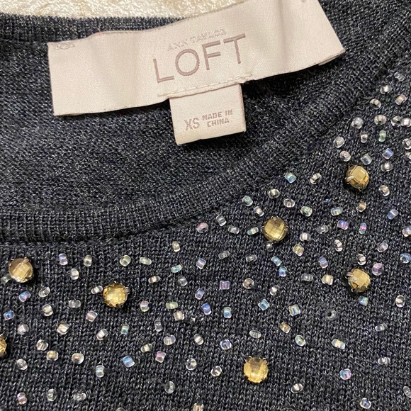LOFT | 3/4 sleeve sweater with beaded detail - Picture 2 of 5